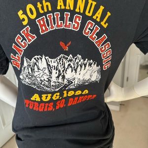 BLACK STURGIS 50th. ANNIVERSARY T SHIRT 1990- SIZE SMALL 34-36